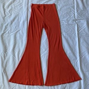 Red Orange Ribbed Aerie Flare Leggings